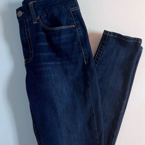 Seven7 Blue Straight Leg Jeans with Gold Stitching